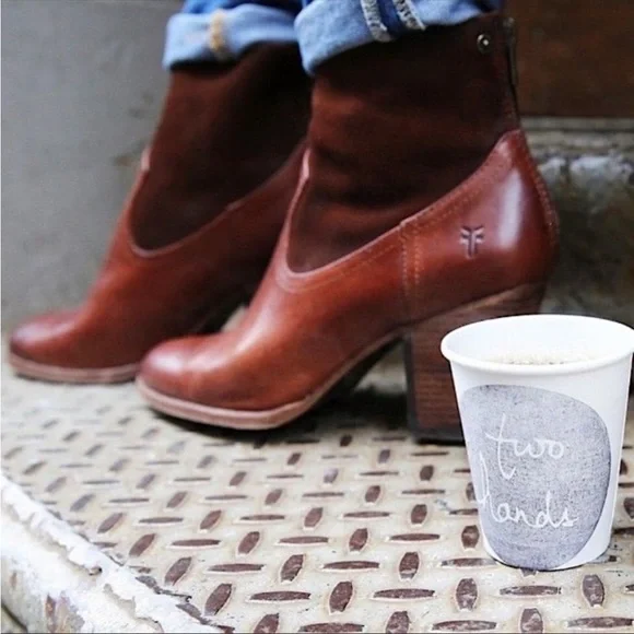 Frye Tessa Zip Short Black Suede Real Leather Zip Up Heeled Round Toe Ankle Boot - Picture 11 of 11